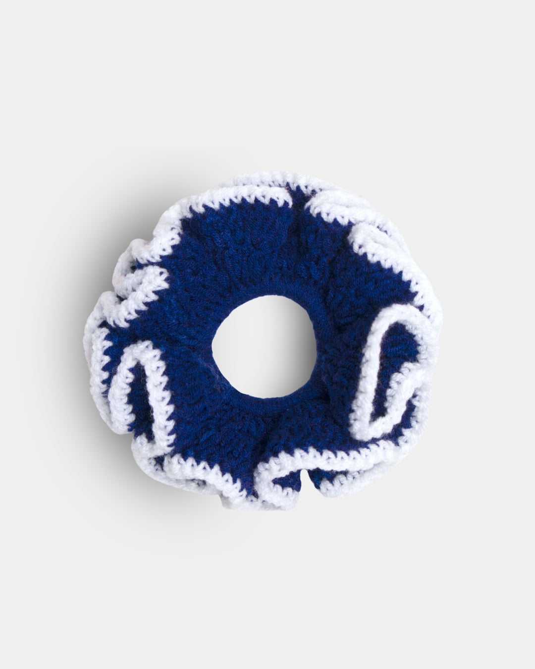 Navy Blue / Off White Scrunchie