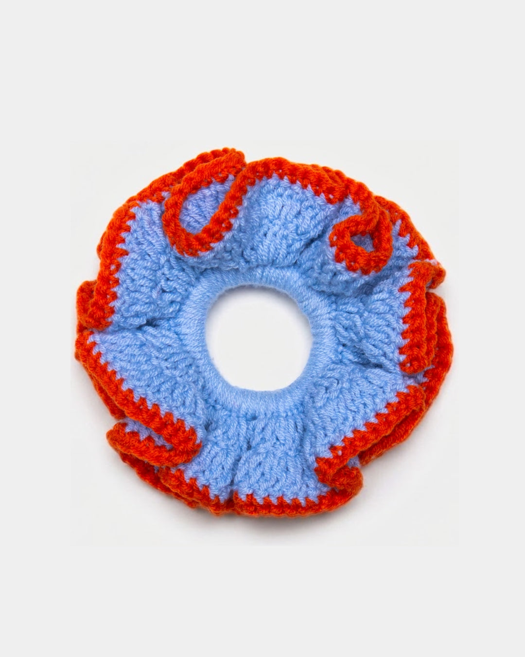 Sky blue / red scrunchie