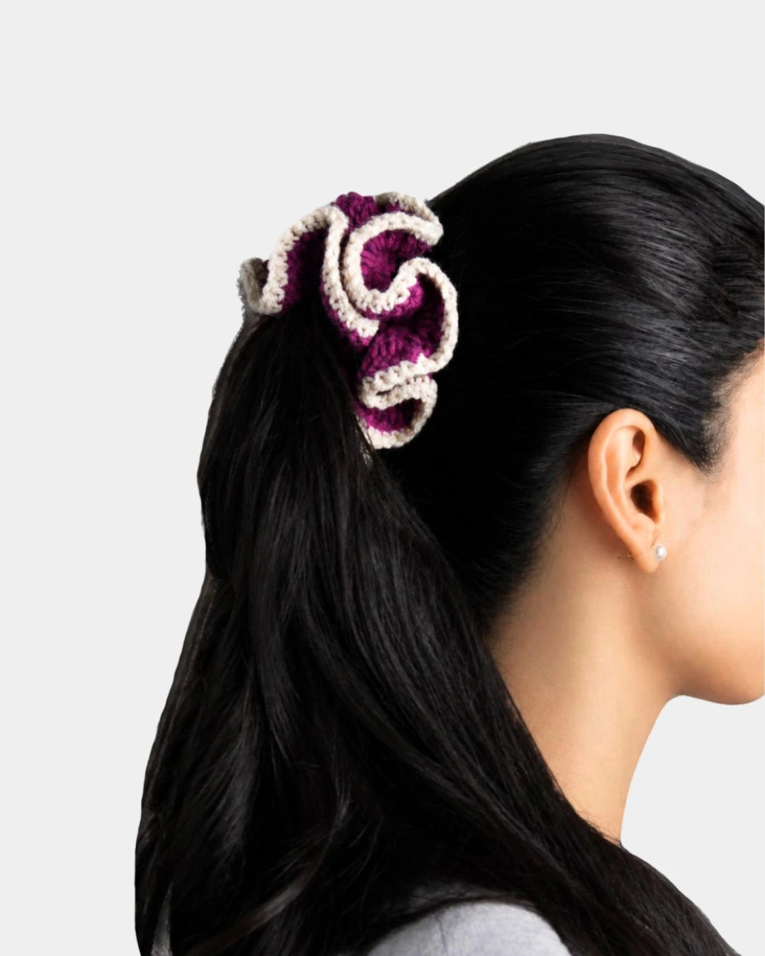 Purple / Beige Scrunchie