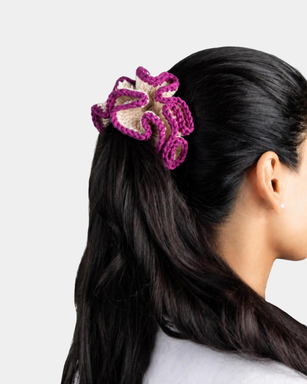 Purple / Beige Scrunchie