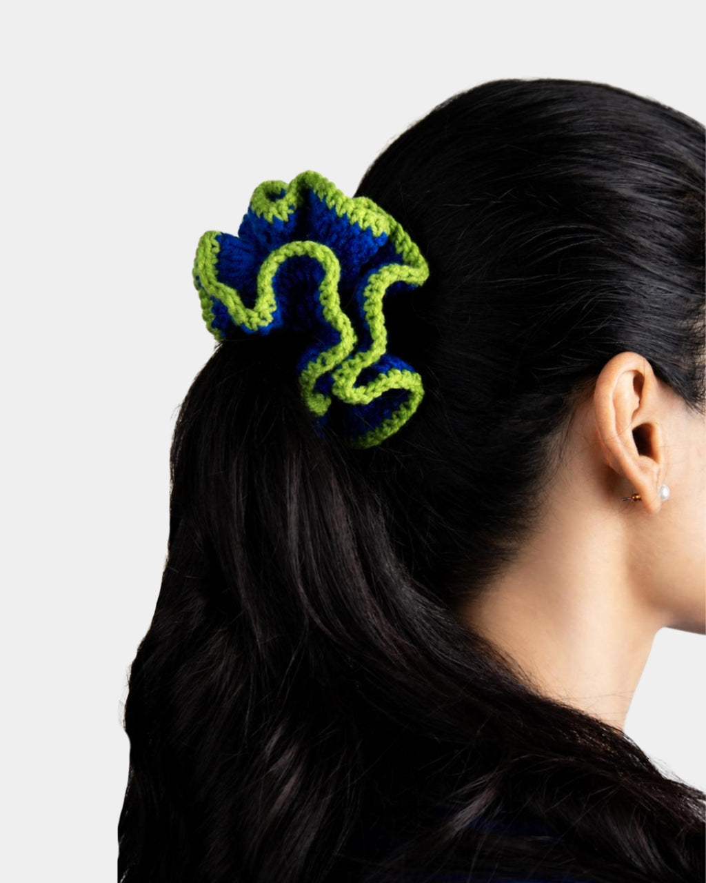 Blue / Green Ruffle Scrunchie