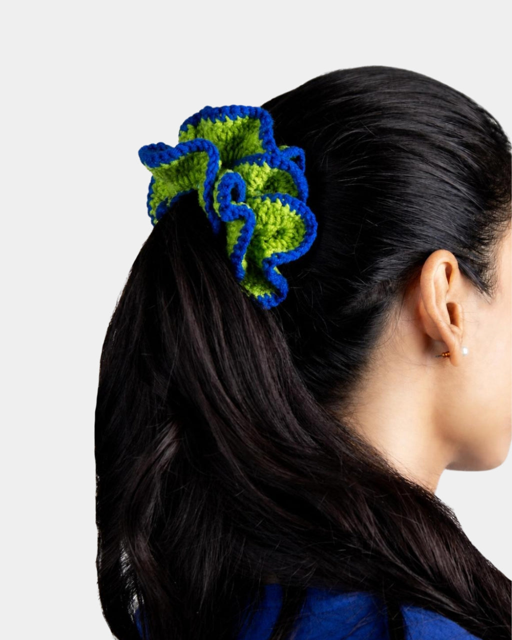 Blue / Green Ruffle Scrunchie